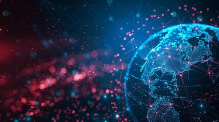 Obraz premium 3D globe with data streams illustrating internet business and global networks