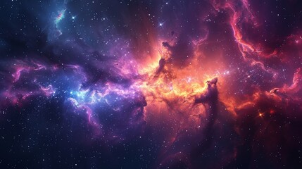 Fototapeta premium Colorful nebula and starry sky, with magical colors and cosmic dust