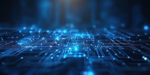 Obraz premium Abstract digital background with glowing blue circuit board.