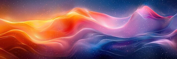 Obraz premium Abstract Wavy Landscape with Glowing Stars