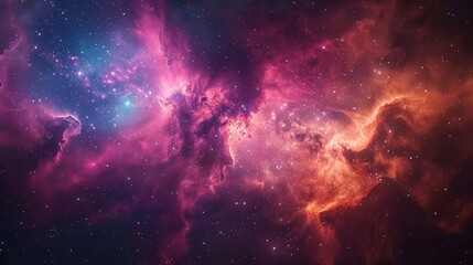 Colorful nebula and starry sky, with magical colors and cosmic dust