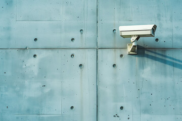 security camera isolated on concrete wall. Safety and security concept.
