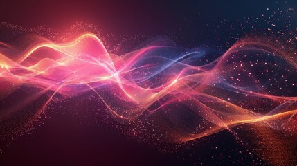 Fototapeta premium Flowing dots wave, abstract particle technology, hi-tech background for flyers and brochures
