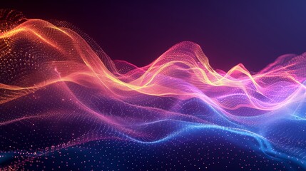 Fototapeta premium Flowing dots wave, abstract particle technology, hi-tech background for flyers and brochures