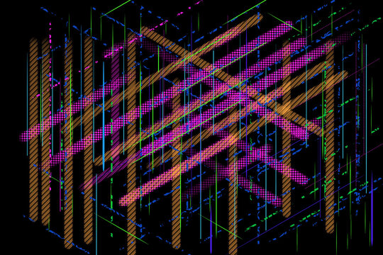 Abstract geometric, colorful grid and line pattern