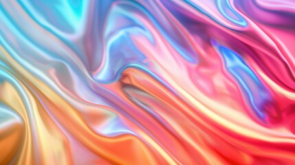 Obraz premium Abstract iridescent fabric with flowing, wavy patterns