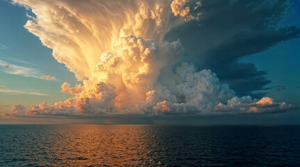 Towering Cumulonimbus Cloud Over a Stormy Ocean