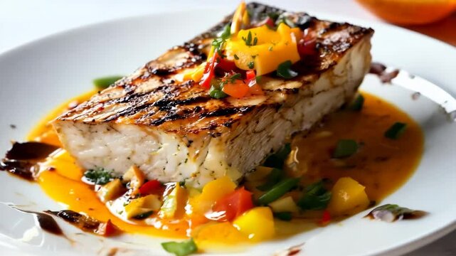 Grilled swordfish with mango salsa, Video