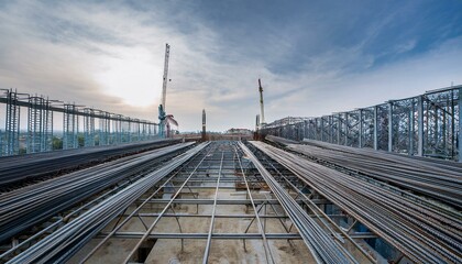 Naklejka premium 고층 건물의 기초 철골 구조