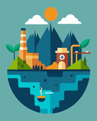 Naklejka premium An environmental impact assessment was conducted on a proposed mining project taking into account potential air and water pollution as well as the effects of disrupting natural. Vector illustration