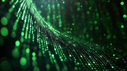 green binary code rolling down against a black background