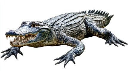 Fototapeta premium A realistic depiction of a crocodile with detailed textures and sharp teeth.