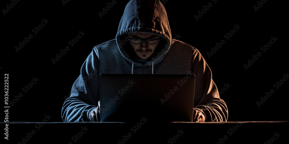 Poster Hacker breaking into corporate server from the shadows