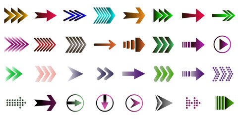 Arrows vector collection. Arrows set vector illustration. Colorful arrow symbols. vector icon. Arrows set icon. Arrow icon. Vector illustration