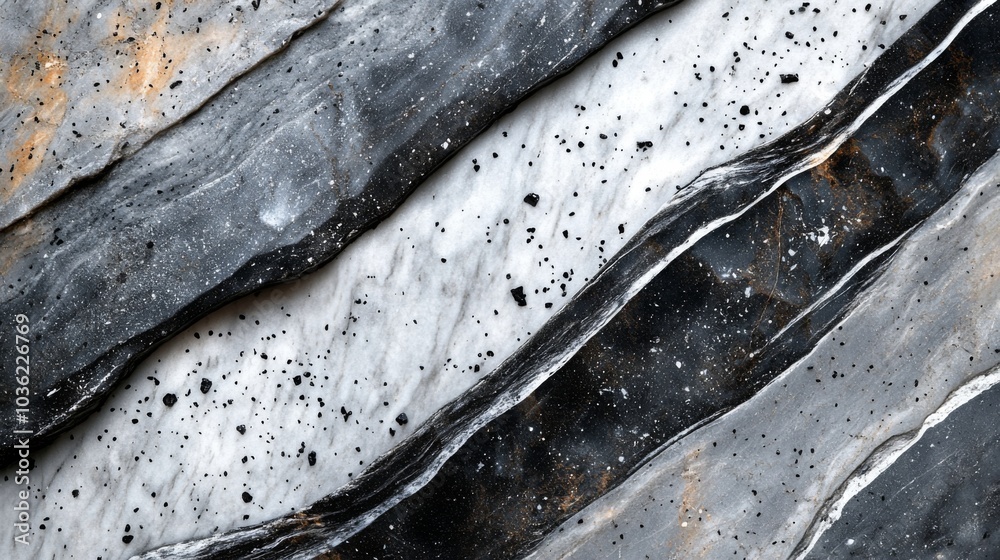 Poster this striking formation highlights a blend of black and white marble with unique veining patterns. t