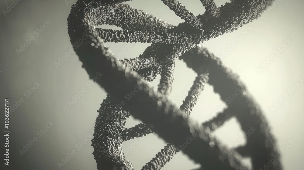 Poster a close-up view of a detailed, three-dimensional dna helix