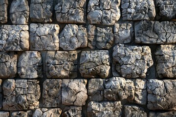 Fototapeta premium Photo of Old grey antique cobble stone wall. Background texture for backdrops or mapping