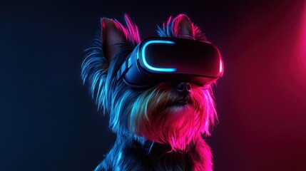 Obraz premium Dog Wearing Virtual Reality Headset