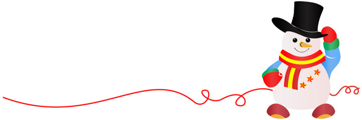 Christmas decoration snowman line art style vector illustration