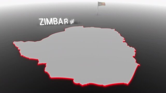 3d animated map of Zimbabwe gets hit and fractured by the text &ldquo;War&rdquo;