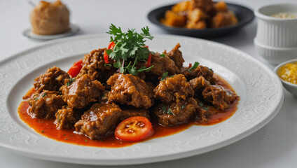 Chilled tropical fruit juice in a tall glass with a straw and umbrella, placed on the edge of a sparkling swimming pool.