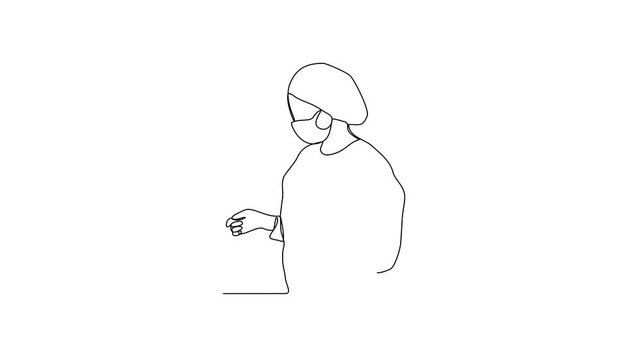 Animated self drawing of Surgeon profession video design illustration. Surgeon profession design concept in simple continuous linear style. Dentist for educational presentation and business purpose.