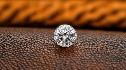 A stunning round-cut diamond sparkling on a textured surface, showcasing its brilliance and perfect craftsmanship