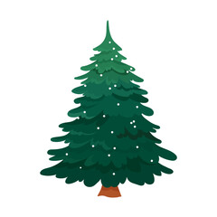 Pine tree with snowflakes for Christmas holiday decoration isolated on white background.
