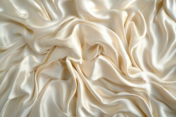 Obraz premium Draped Creamy White Satin Fabric with Smooth Wrinkles