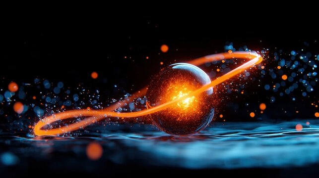 A detailed representation of quarks interacting through gluons within a proton in a dynamic scientific illustration