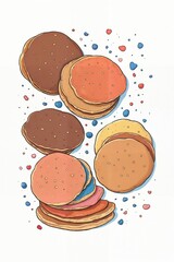 Colorful illustration of stacked pancakes with festive confetti