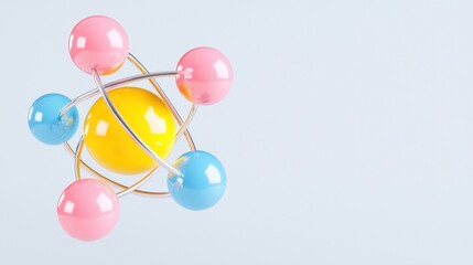 Dynamic visualization of an electron cloud enveloping a nucleus showcasing probability fields in atomic structure
