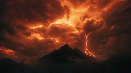 Lightning Strike Over Mountains
