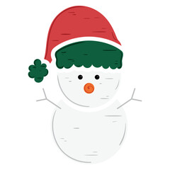 Cute Christmas snowman wearing a Santa hat, Vector
