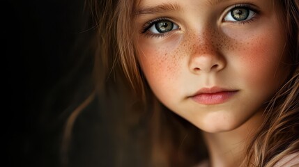 Fototapeta premium Portrait of a girl. Background with selective focus and copy space