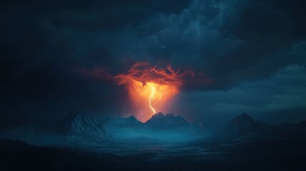 Lightning Storm Over Mountains