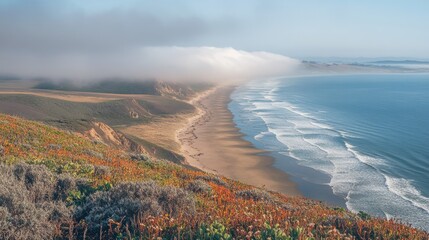 Foggy Beach in Point Reyes, California: A Serene Winter Morning by the Ocean