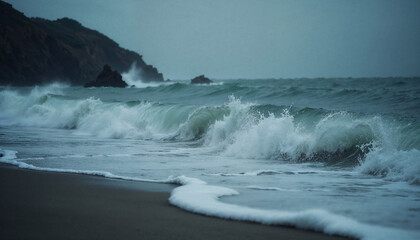 Fototapeta premium waves crashing on rocks