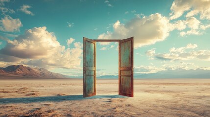 A simple image of an open door leading to a vast, empty space, symbolizing the freedom of letting go and embracing the unknown
