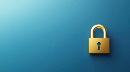 Fototapeta premium Golden Padlock on Blue Background