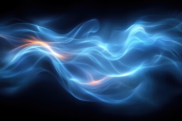 Naklejka premium Abstract Blue and Orange Swirling Light Waves on a Black Background