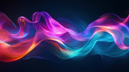 A vibrant and elegant visualization of colorful abstract waves, creating a sense of movement and energy with modern digital design elements.