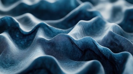 A close-up of soft, wrinkled, blue fabric with a textured surface. Generative AI.