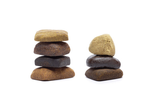 Blocks of hashish isolated on white background