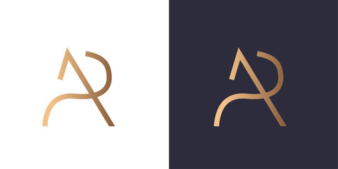 Letter A and P logo monogram, minimal style identity initial logo mark. Golden gradient vector emblem logotype for business cards initials.