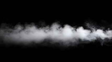 Smoke or Fog Isolated on Black Background - Realistic Vapor Effect