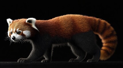 Obraz premium Red panda walking and resting on the tree 