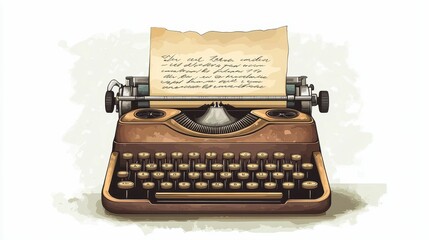 Illustration for a vintage typewriter with a half-written letter 
