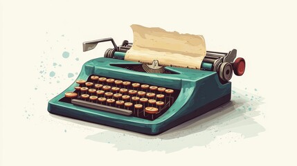 Illustration for a vintage typewriter with a half-written letter 