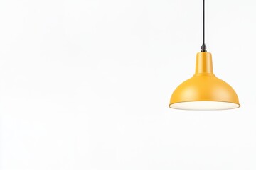 Obraz premium Yellow pendant light fixture on a white isolated background.